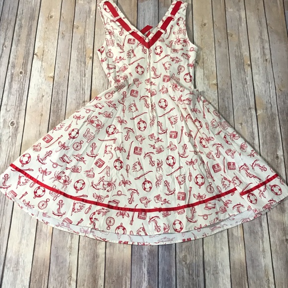 Hell Bunny Fit and Flare Nautical Swing Dress - Picture 5 of 7